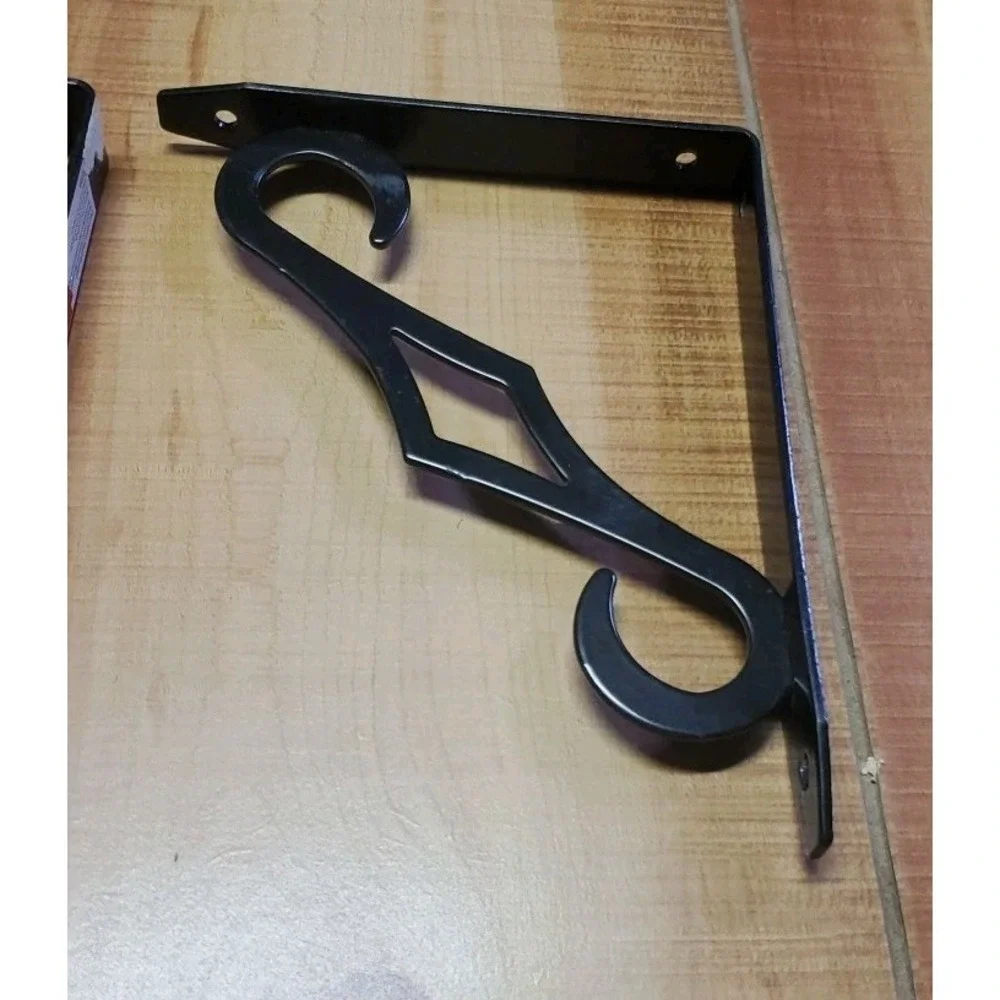 Vintage Black Metal Shelf Brackets Set of 4 Diamond Scroll Wall Shelf Supports